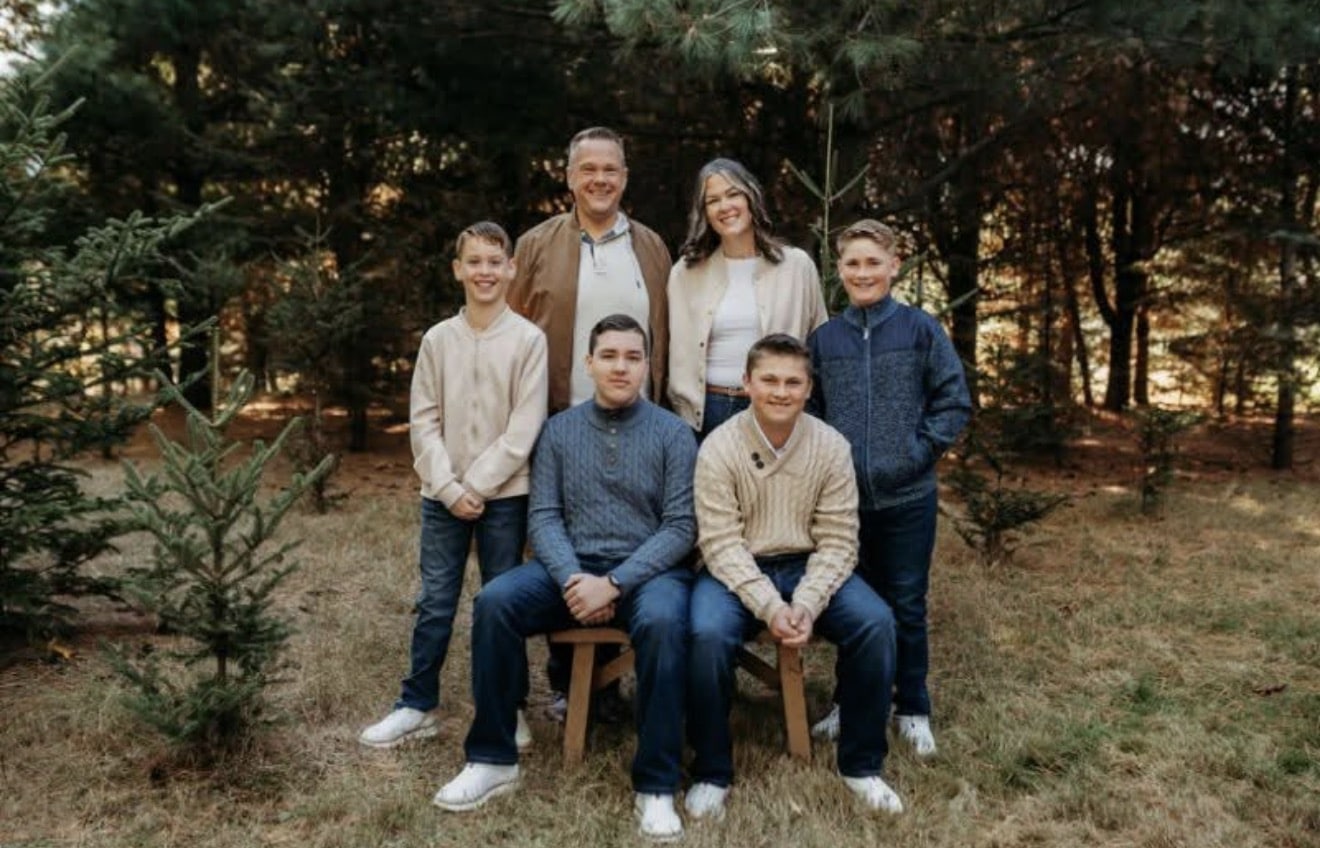Erica Kral with her family outdoors